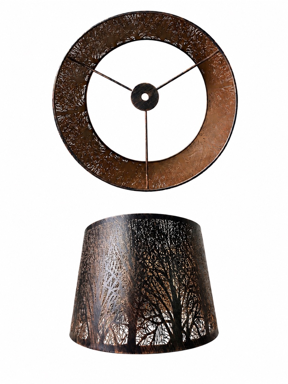 Tree Silhouette Metal Lampshade - Copper/ brushed Bronze